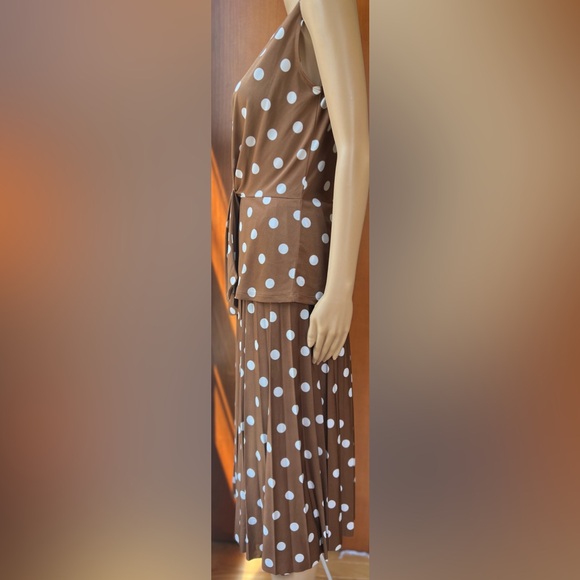 HALLHUBER  2 Piece Brown Polkadot Skirt & Top Size XS - Picture 9 of 10